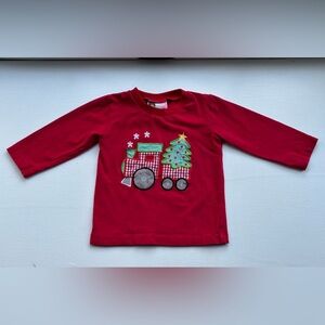 Banana Split Christmas Train Appliqué Long Sleeve Shirt size 12 Months